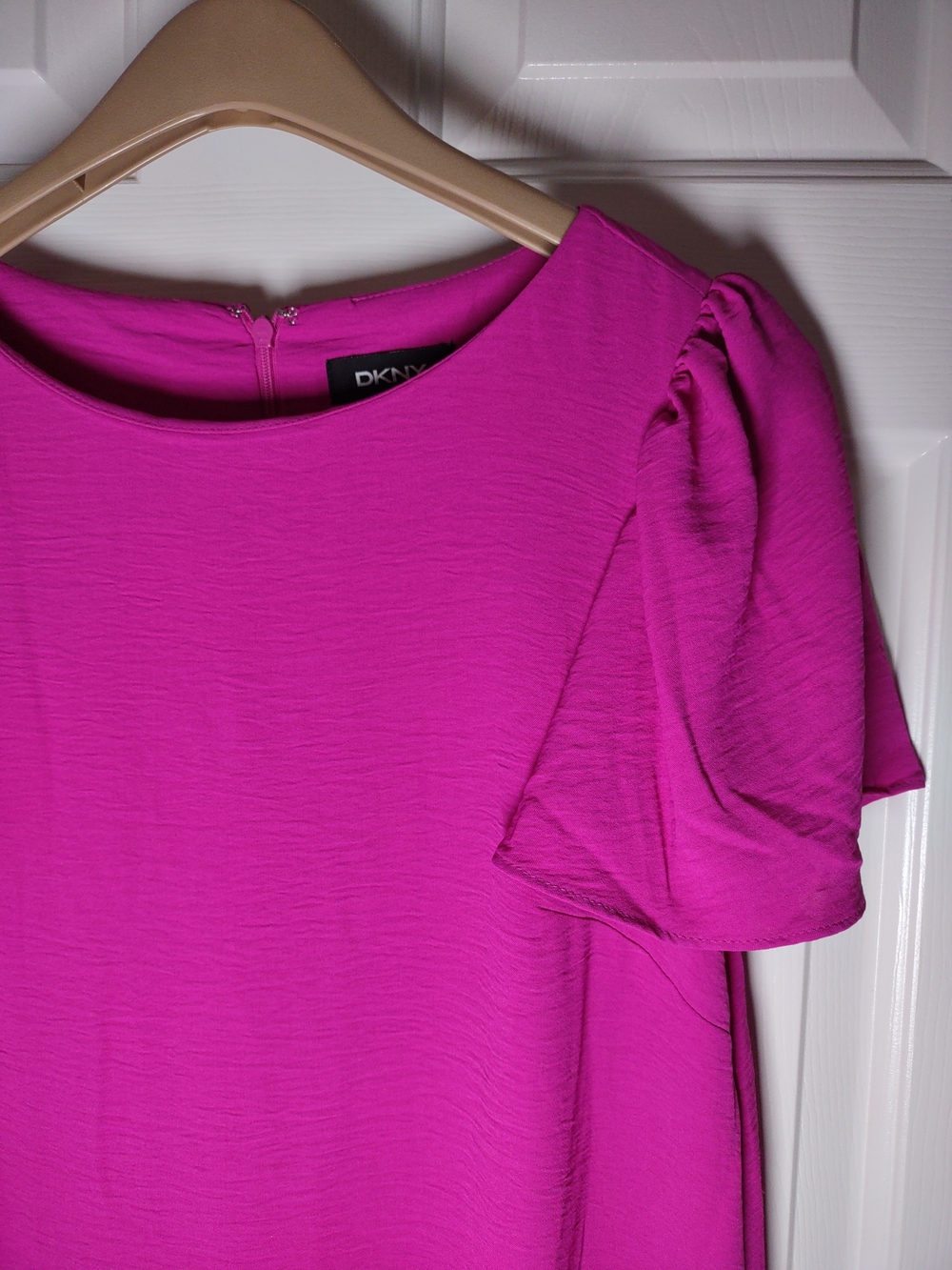DKNY Fuchsia Flutter Sleeve Shift Dress